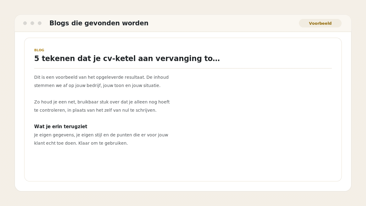Voorbeeld van het resultaat: Blogs die gevonden worden