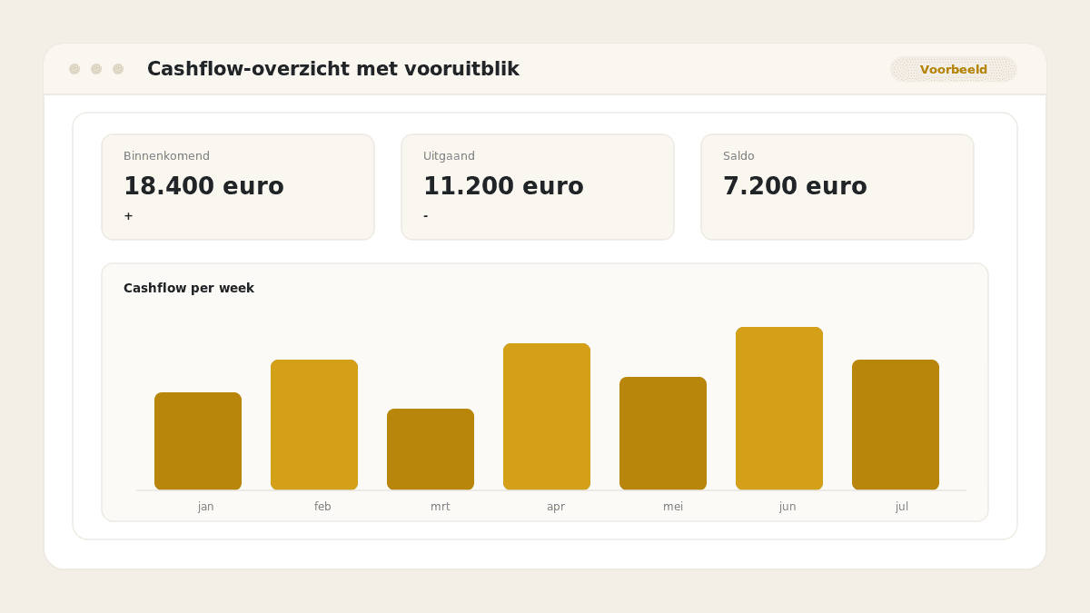 Voorbeeld van het resultaat: Cashflow-overzicht met vooruitblik