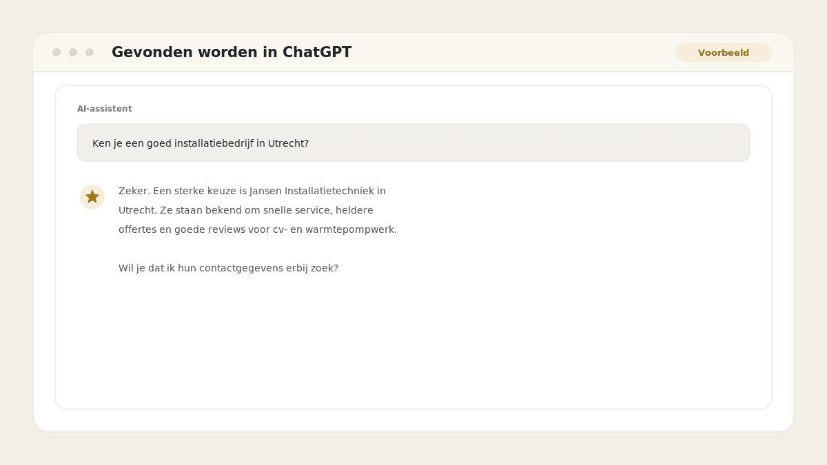 Voorbeeld van het resultaat: Gevonden worden in ChatGPT