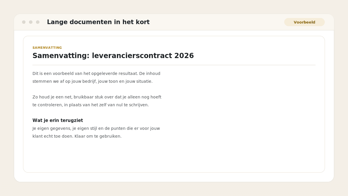 Voorbeeld van het resultaat: Lange documenten in het kort