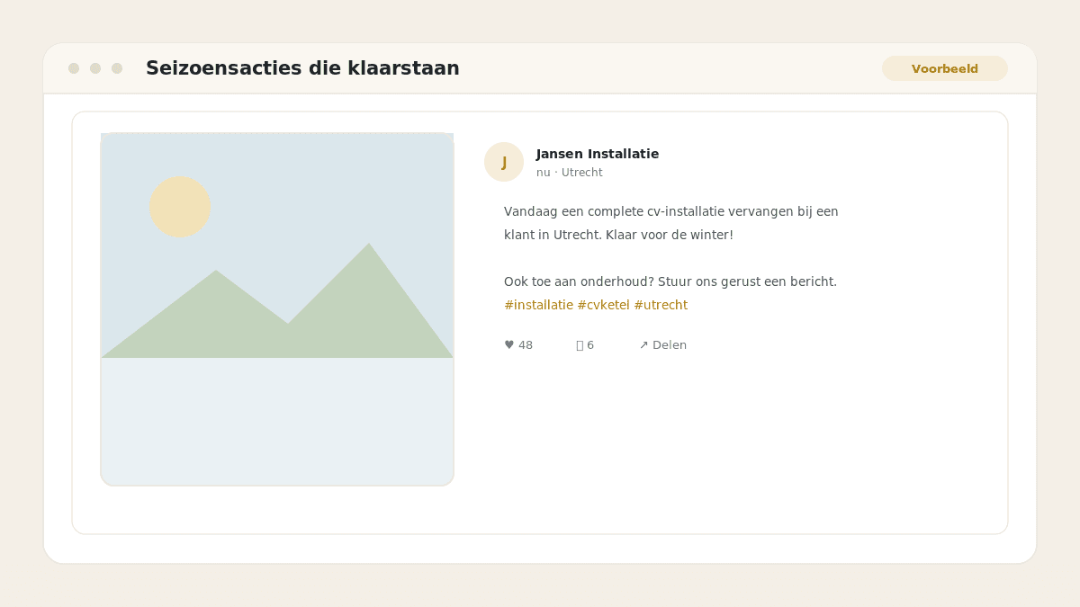 Voorbeeld van het resultaat: Seizoensacties die klaarstaan