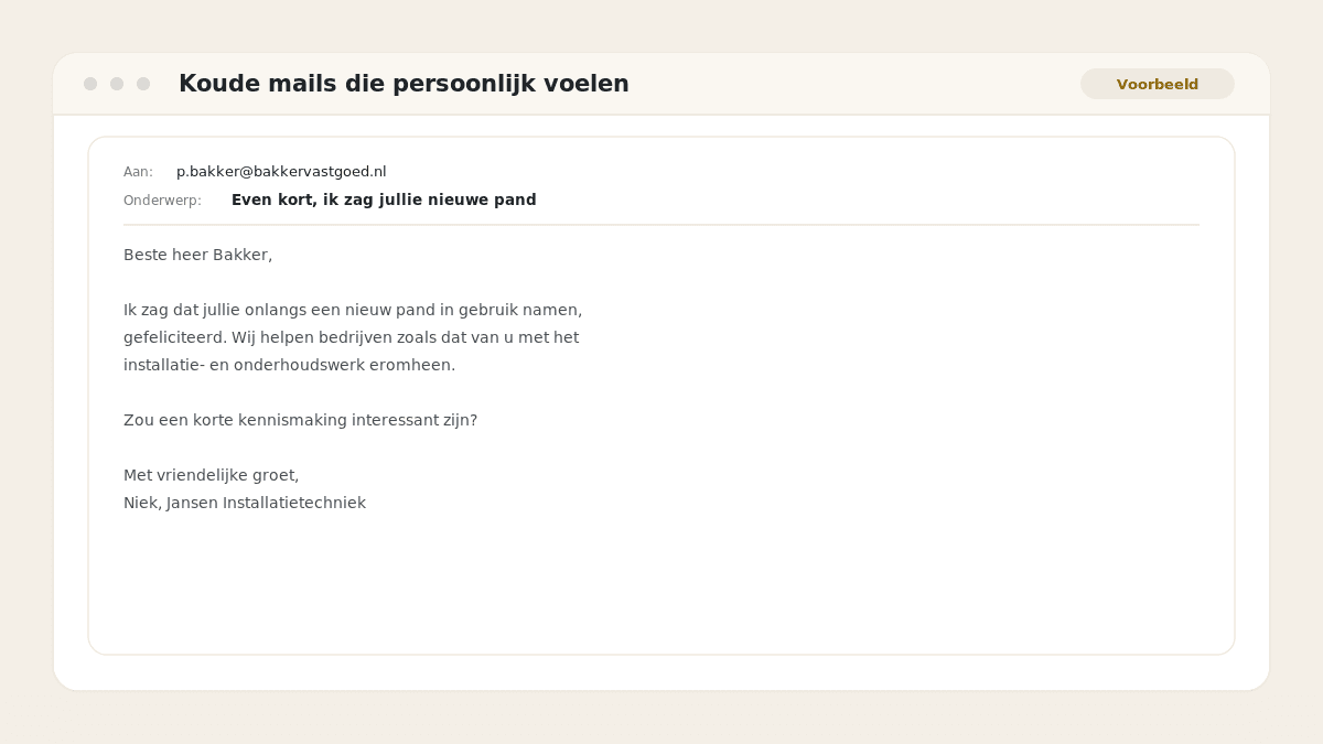 Voorbeeld van het resultaat: Koude mails die persoonlijk voelen