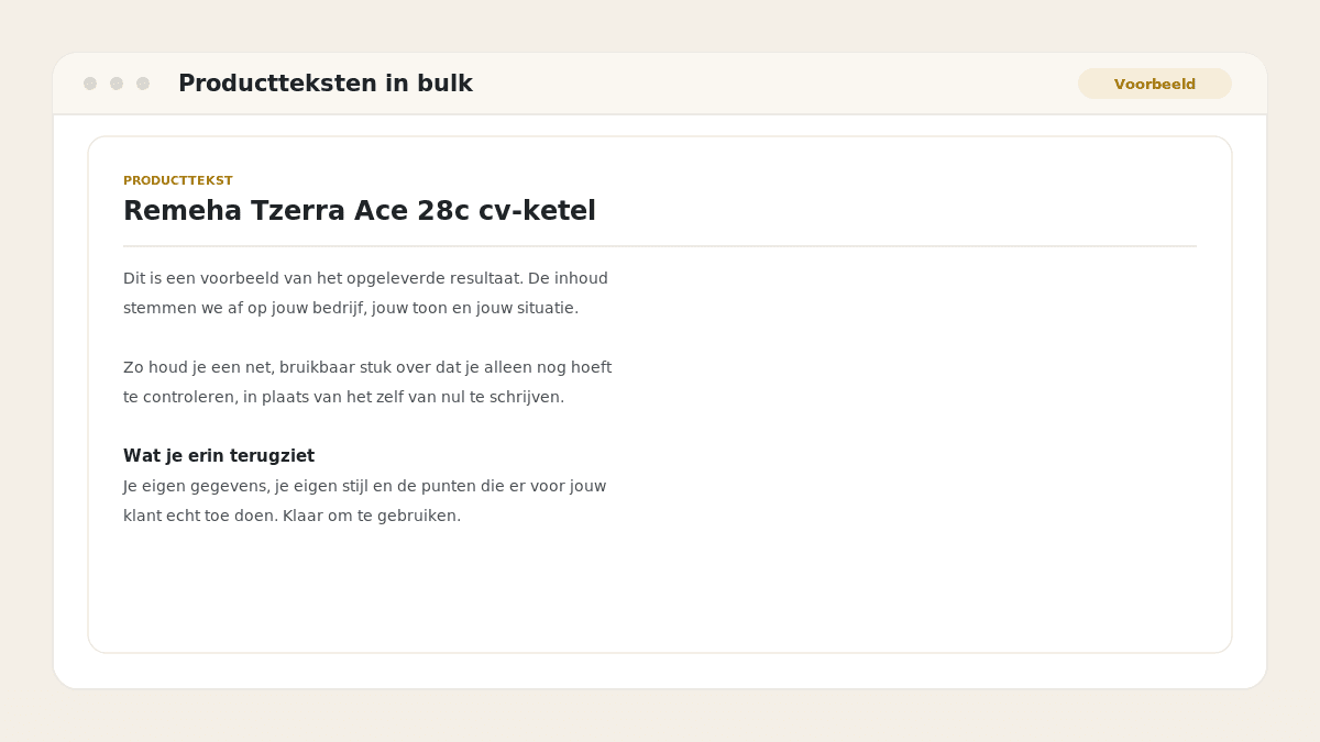 Voorbeeld van het resultaat: Productteksten in bulk