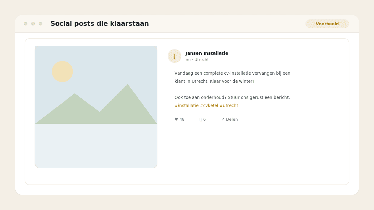 Voorbeeld van het resultaat: Social posts die klaarstaan