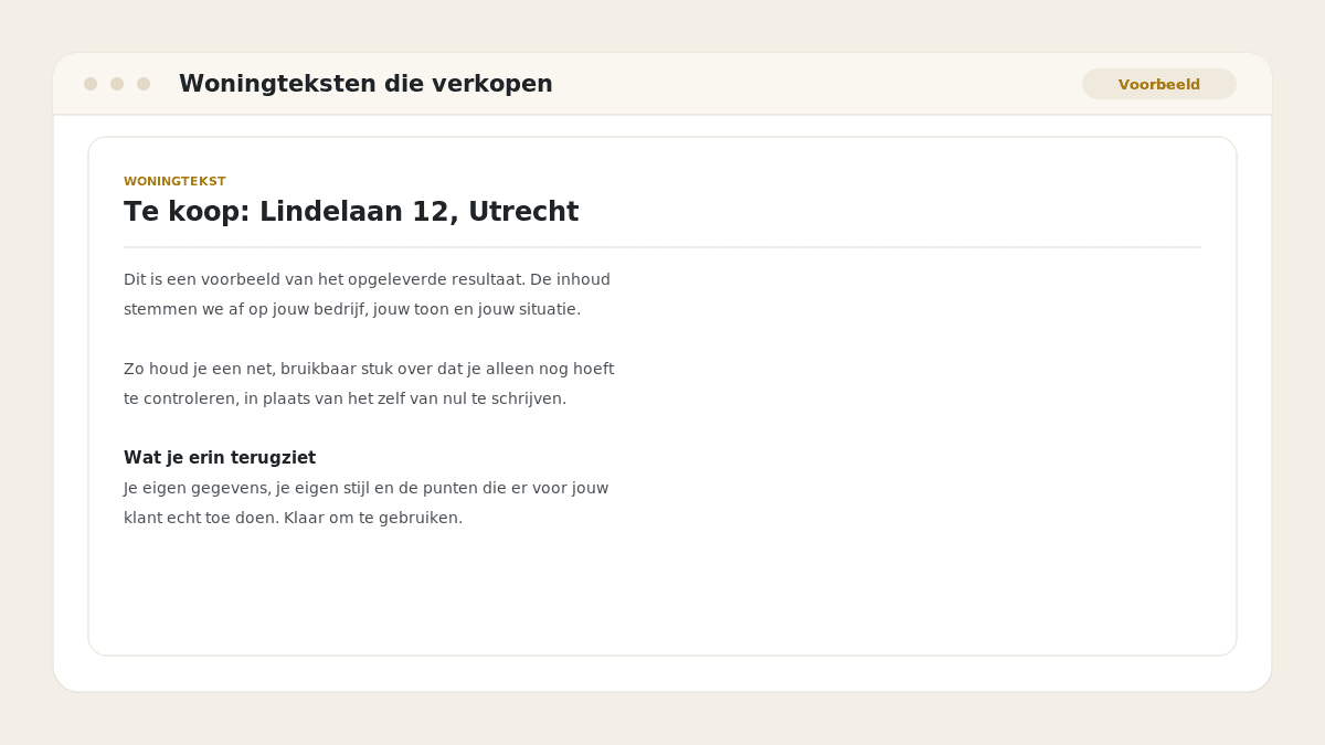 Voorbeeld van het resultaat: Woningteksten die verkopen